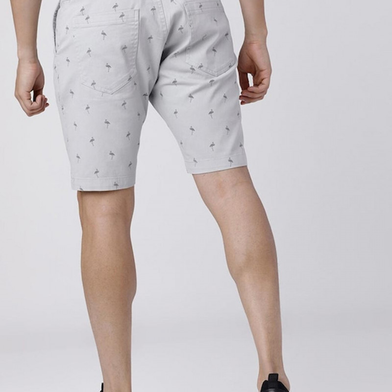 Men Grey Solid Regular Fit Shorts